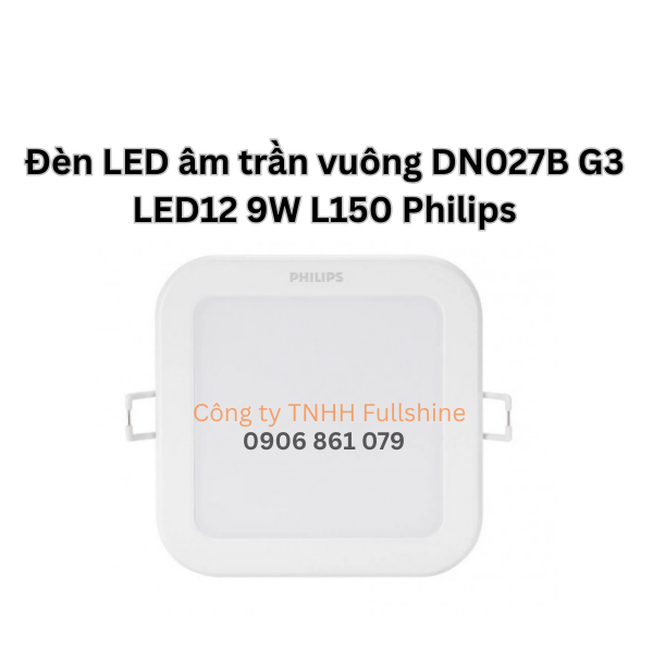 Đèn LED âm trần vuông DN027B G3 LED9 9W L125 Philips